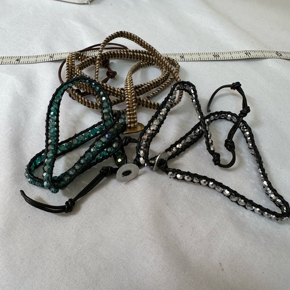 Three sparkly boho style wrap bracelets